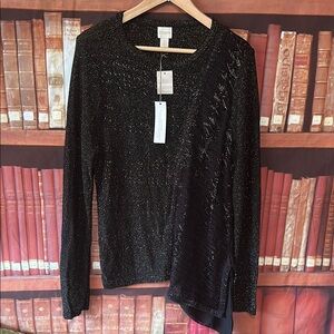 Chico's Shaina Black Sparkle Women's Top sweater Chicos‎ Size 2 (US 12/Large)